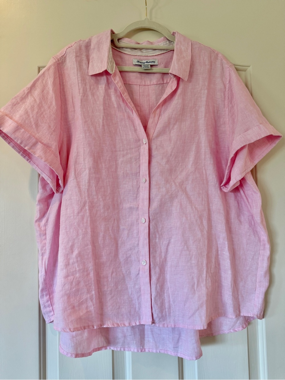 Tommy Bahama Light Pink Linen Button-Down Short Sleeve Shirt